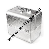 Kuferek aluminiowy zdobiony srebrny